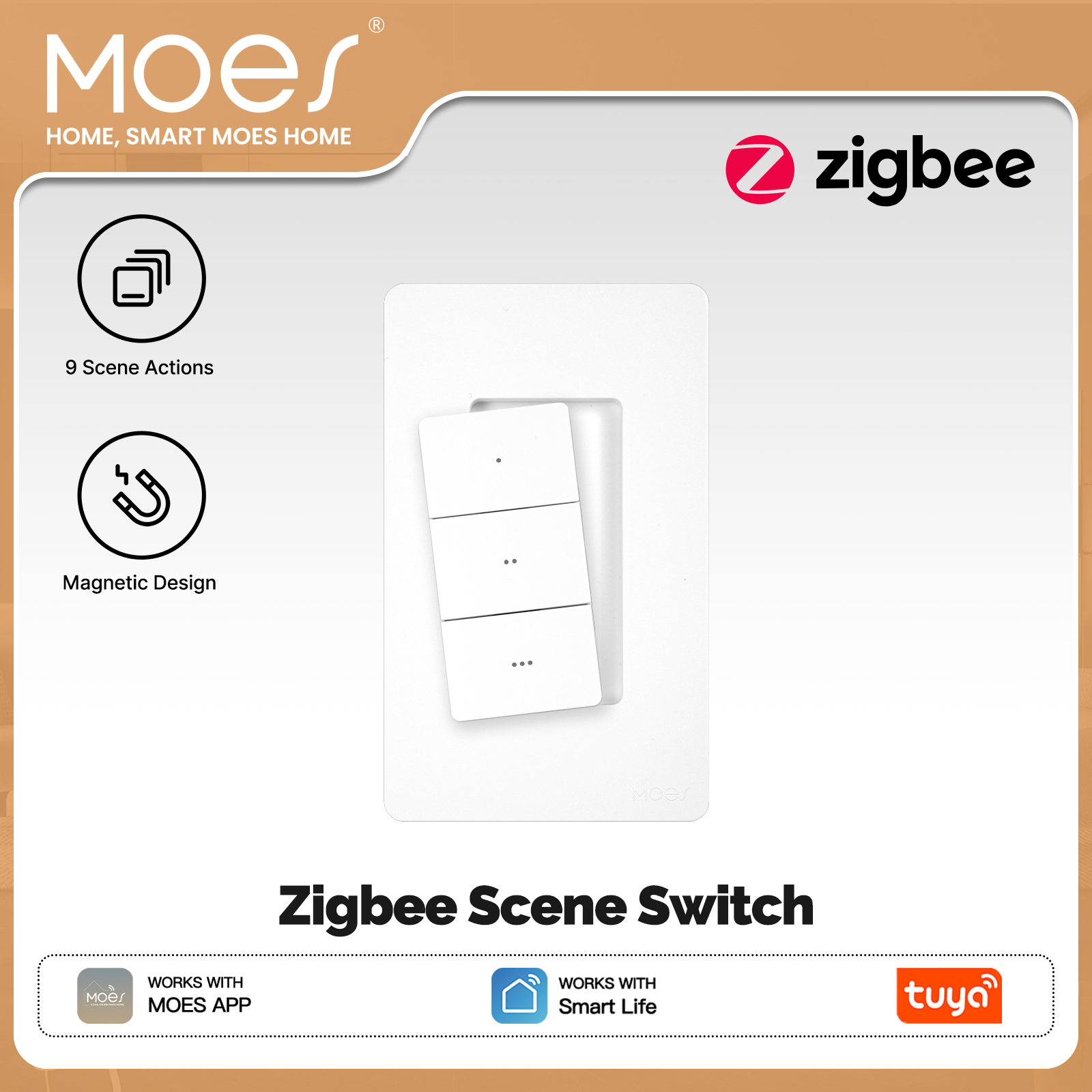 Smart Home Switch - Interruptor de Escenas Inalámbrico Inteligente MOES