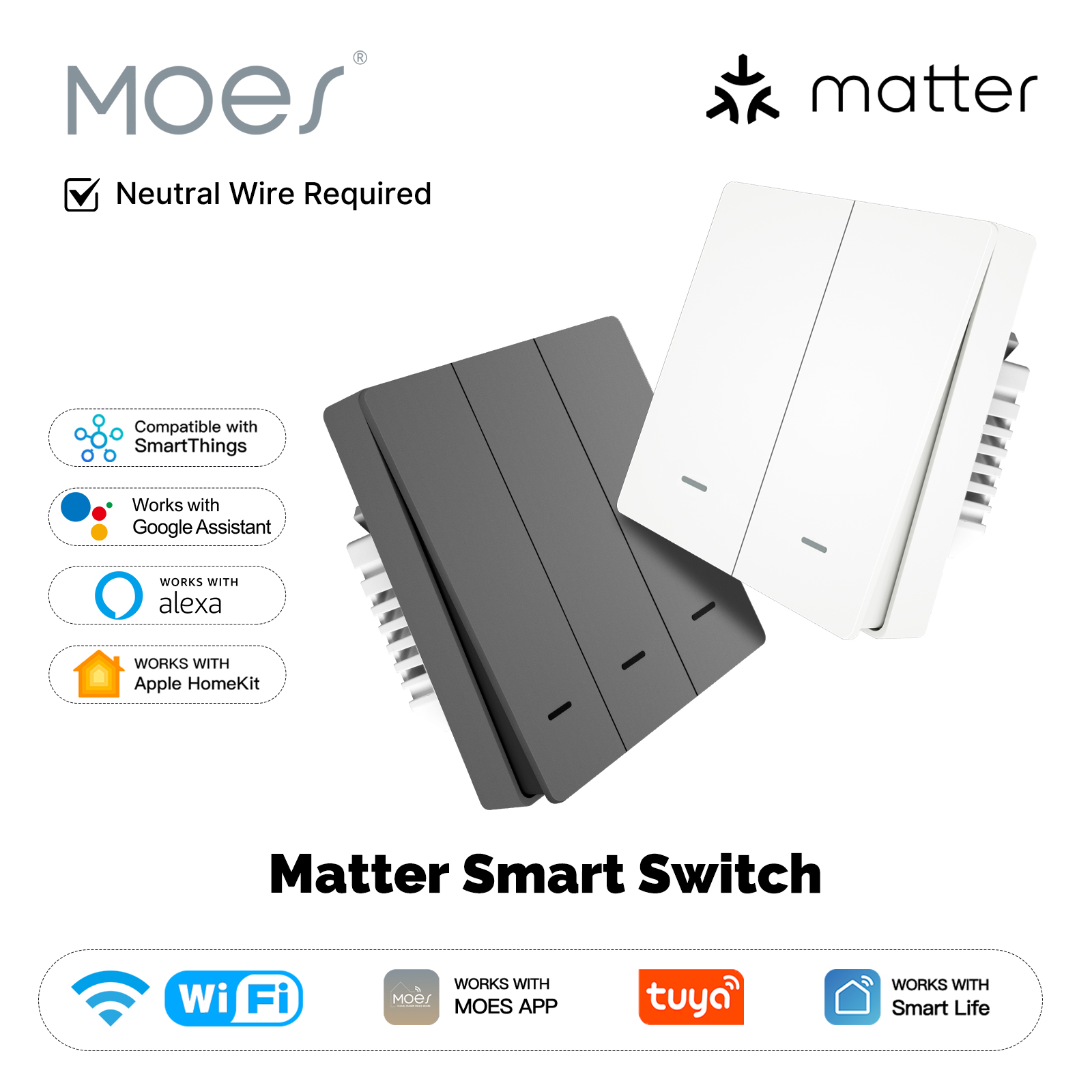 Smart Home Yale - MOES Matter Tuya WiFi interruptor de